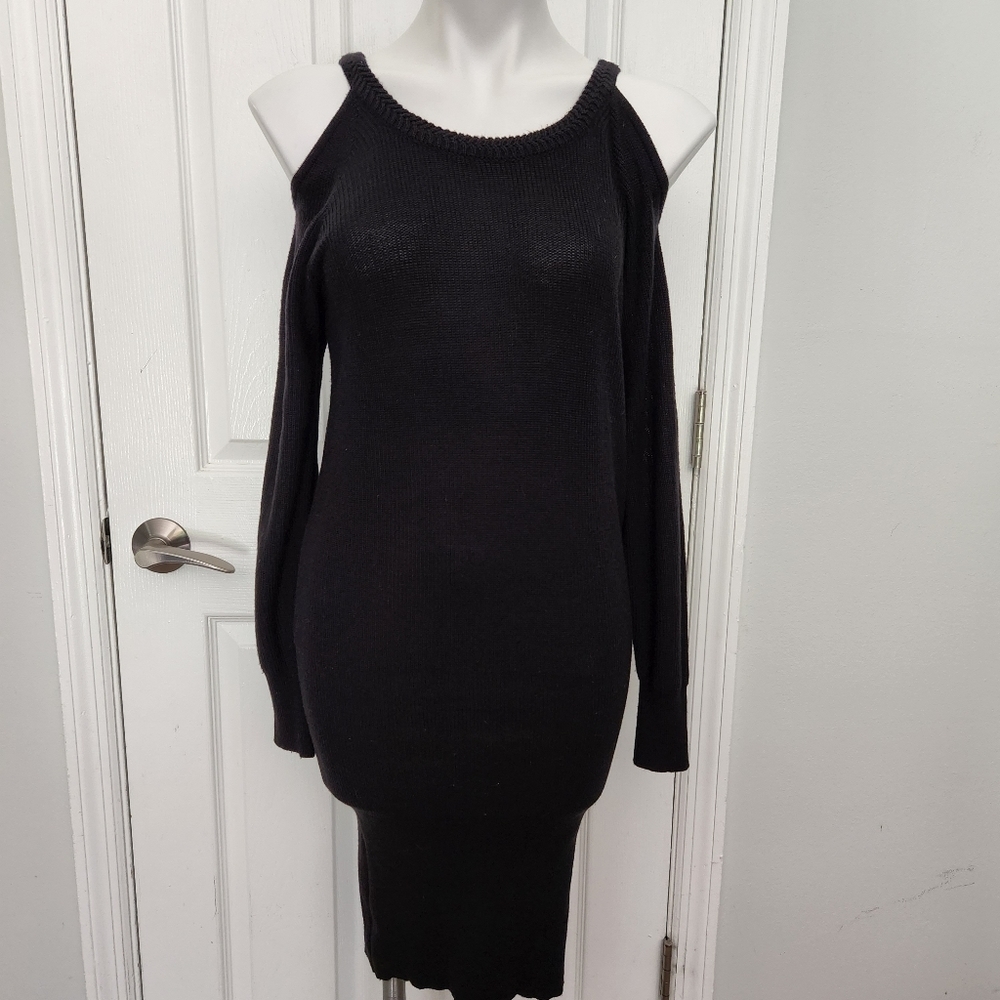 Jessica Simpson Black Cold Shoulder Sweater Dress